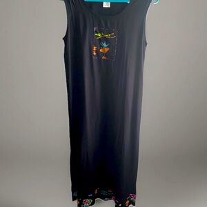 Paradiso Vintage Beach Coverup Maxi Dress Medium  Beaded‎ Accents